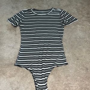 Grey, black, and white bodysuit